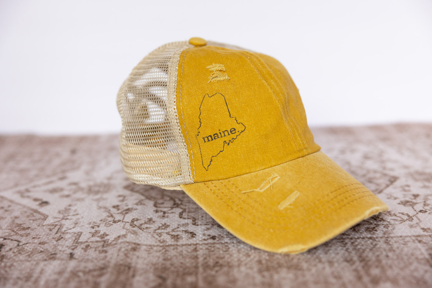 maine.LOVE Distressed Ponytail Baseball Hat