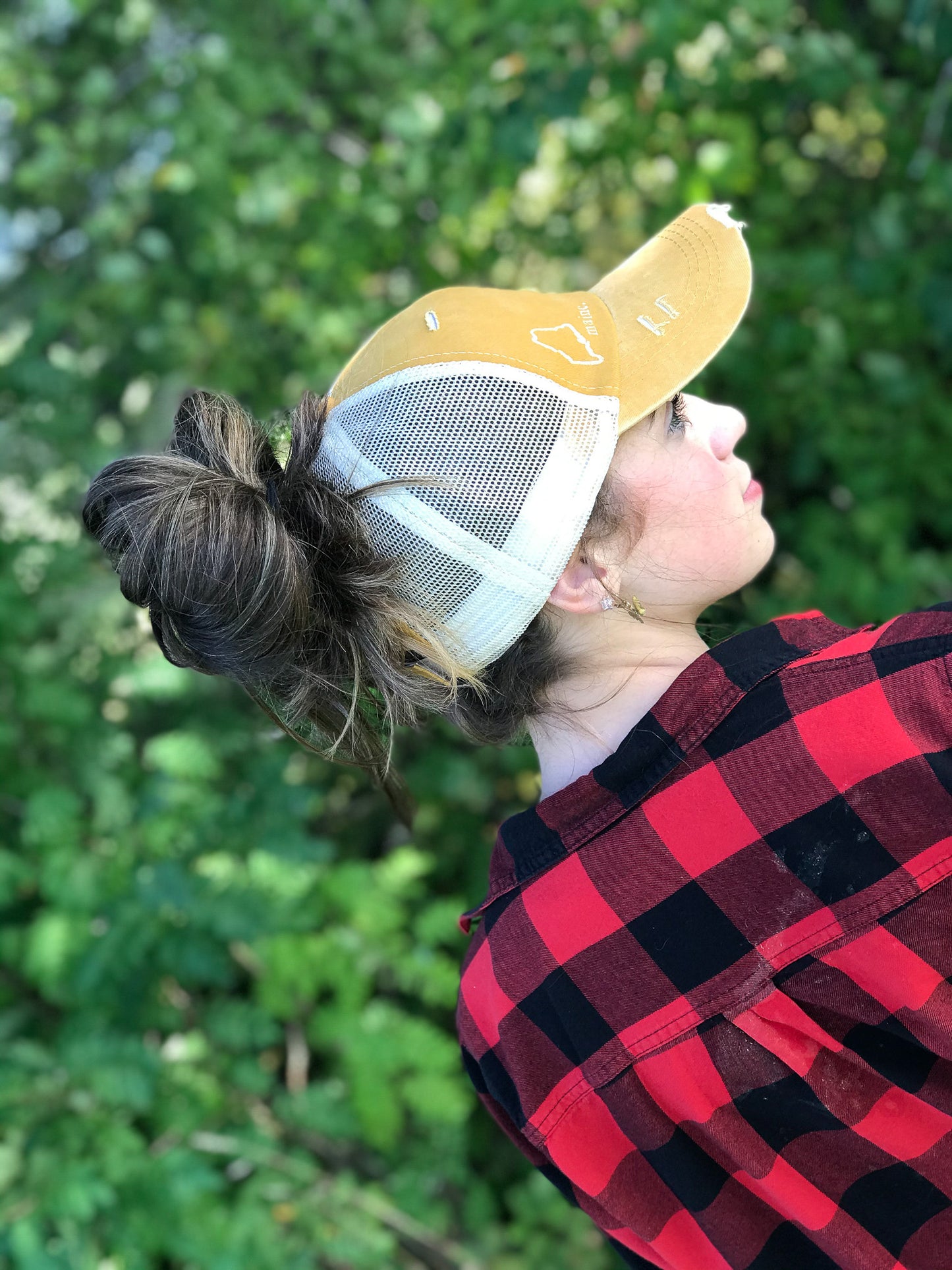Pine Tree State Distressed Ponytail Baseball Hat