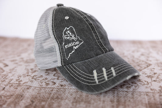 maine.Lobster Distressed Ponytail Baseball Hat