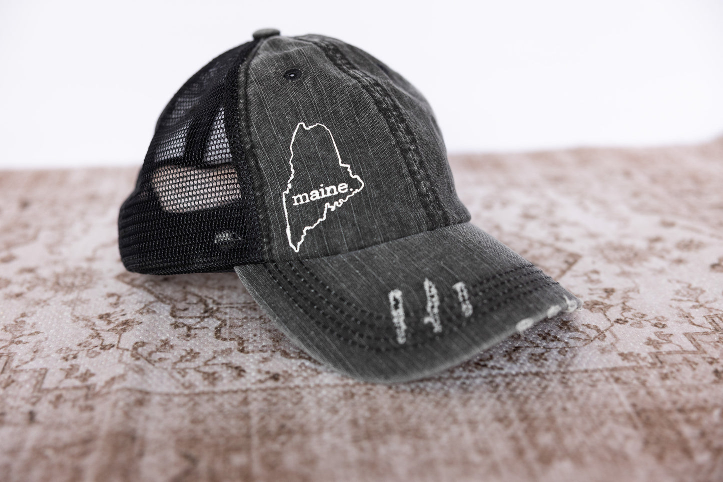 maine.LOVE Distressed Ponytail Baseball Hat