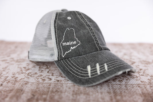 maine.LOVE Distressed Ponytail Baseball Hat