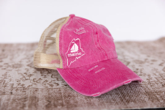 maine.SAIL Distressed Ponytail Baseball Hat (Copy)